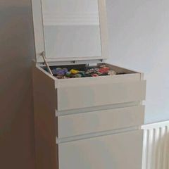Tall Vanity Chest of Drawers with Mirror