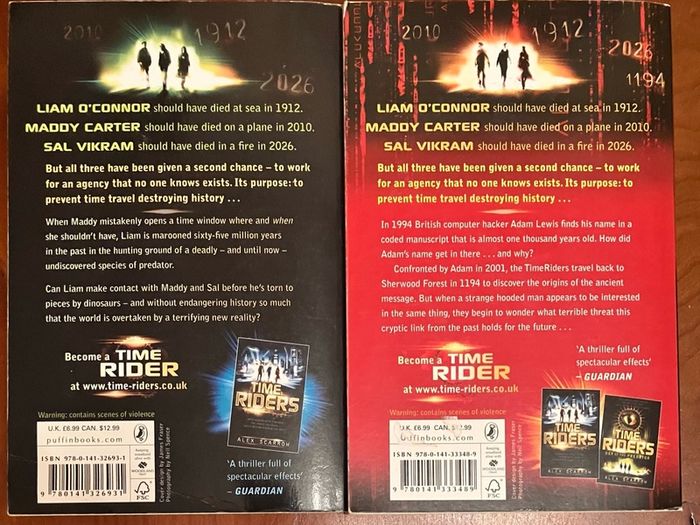 2 Time Riders books by Alex Scarrow Day of The Predator & The Doomsday Code.