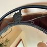 Large Vintage Style Circular Wall Mirror Black Wrought Iron Scroll Edge Metal Frame Vine Leaf Leaf Motifs Image 7