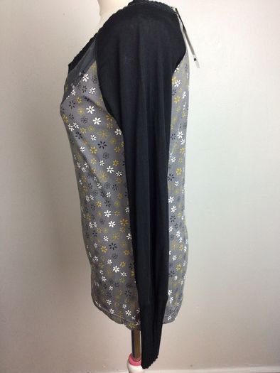 ICHI BNWTS black & grey floral long sleeve t shirt style top size L Uk 12 price includes postage