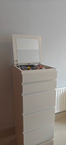 Tall Vanity Chest of Drawers with Mirror