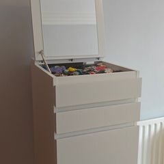 Tall Vanity Chest of Drawers with Mirror
