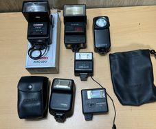 Assorted Job Lot Camera Flashes Cobra Sony Contax etc