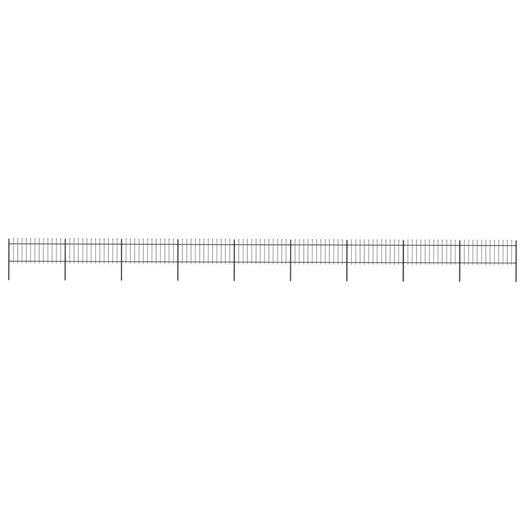 Garden Fence with Spear Top Steel 15.3x0.8 m Black
