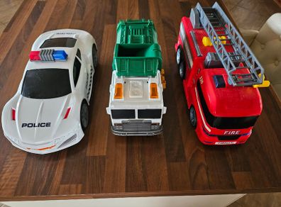 Police car, fire engine & bin truck