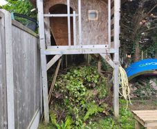 free trampoline and tree house