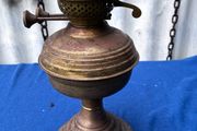 Double wick brass oil lamp
