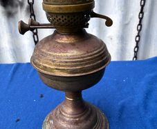 Double wick brass oil lamp