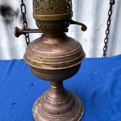 Double wick brass oil lamp