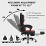 Gaming Chair Computer Chairs with Massage Lumbar Support & Headrest, Ergonomic Technology Fabric Gaming Chair for Adults, PC Chair Gamer Chairs with Footrest, 300LBS, Black-Red Image 2