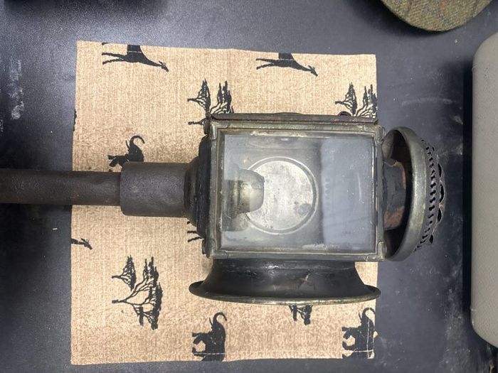 Antique Kodak Kerosene Darkroom Safelight Lamp with Leather Case