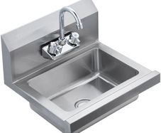 Commercial Stainless Steel Hand Wash Sink with Faucet, Wall-Mounted Utility Basin, 17 x 12.8 Inch for Restaurant, Kitchen, Bar, Garage & Home