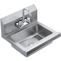 Commercial Stainless Steel Hand Wash Sink with Faucet, Wall-Mounted Utility Basin, 17 x 12.8 Inch for Restaurant, Kitchen, Bar, Garage & Home