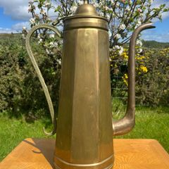 Antique Art Nouveau German Brass Coffee Pot  Kallmeyer & Harjes 55cm high