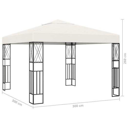 Gazebo with String Lights 3x3 m Cream Fabric