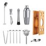 14Pcs/Set Cocktail Shaker Mixer Stainless Steel Bartender Bamboo Bartending Wine Rack Stand For Home Bar Party 550/750ML Image 3