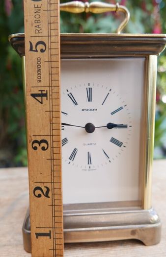 Vintage Staiger Brass Mantel Catriage battery operated Table Clock
