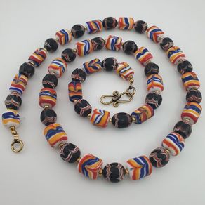 Antique Venetian Style Trade Glass Beads Necklace