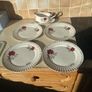 Vintage Royal Stafford "Roses to Remember " 4 Dinner plates & Large Gravy Jug & stand Image 2