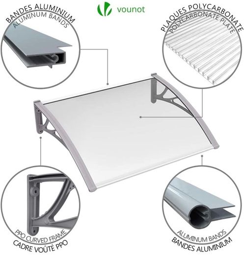 Front Door Canopy Outdoor Awning, Rain Shelter for Back Door, Porch, Window (MULTIPLE SIZES)