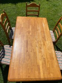 Solid table and 6 chairs. Good condition