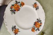 Vintage Orange Yellow Rose Pattern 1960s Crown Royal Cake Plate or hanging wall plate in Good Condition