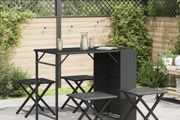 5 Piece Garden Dining Set Foldable Black Poly Rattan
