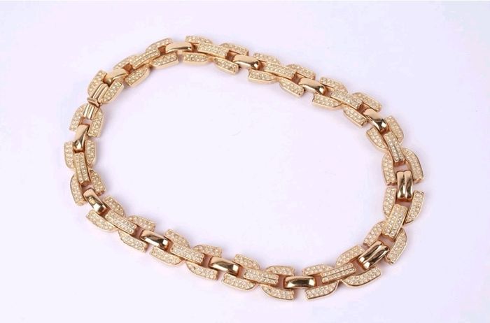 Christian Dior Pave Chain Link Collar Necklace Statement Chunky