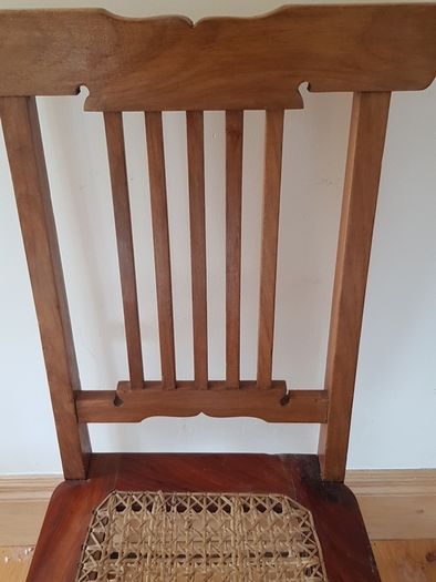 Antique Vintage Chair with Rattan Woven Seat Pad