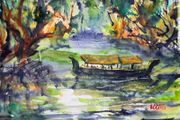 Kerala backwaters watercolour