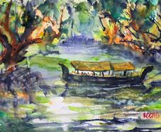 Kerala backwaters watercolour
