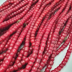 Rare Antique Venetian WhiteHeart Glass Beads Strands 8mm 24 inches