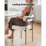 Boucle Dining Chairs Set of 4, Mid Century Modern Sherpa Accent Chairs, Upholstered Side Chair for Dining Table, Space-Saving White Kitchen Table Chair with Curved Backrest and Black Metal Legs Image 3