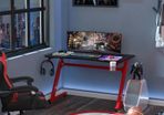 Gaming Desk Steel Frame w/ Cup Headphone Holder Adjustable Feet Red (FREE POSTAGE)
