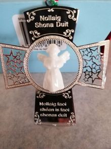 Newbridge Silver hanging Cross with Porcelain Angel