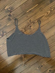 H&M stripe cropped cami top size S black white