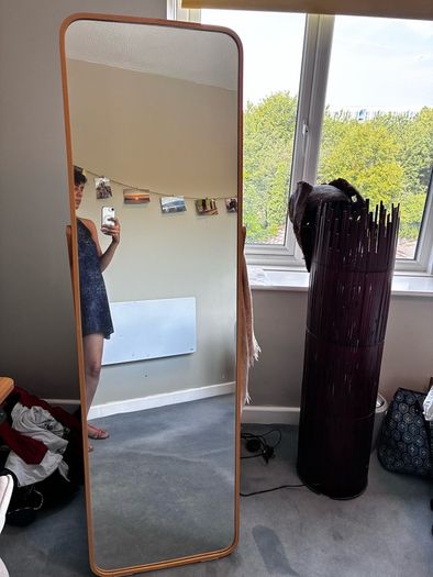 Ikea Ikornnes Floor Mirror: Ash