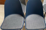 4 x Beautiful Solid Grey &amp; Navy Kitchen Dining Chairs - Can Deliver