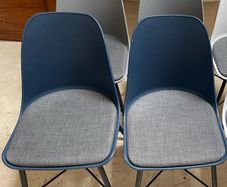 4 x Beautiful Solid Grey & Navy Kitchen Dining Chairs - Can Deliver