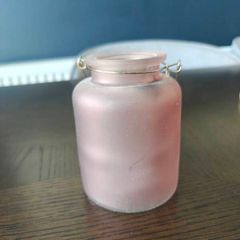Pink Frosted Glass Tea light holder