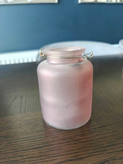 Pink Frosted Glass Tea light holder