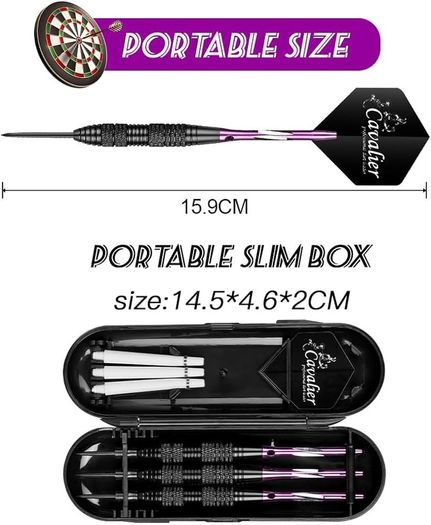 FREE P&P Steel Darts Set, Professional 23g Darts Tip with Non-Slip Stainless Steel Shaft, Poly Flights, PVC Shafts, Dart Sharpener, Rubber Rings, Flight Protecter, with Gift Box