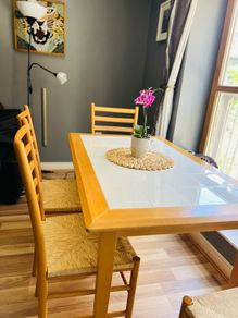 Stylish solid oak dining table set