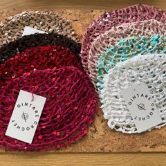 Beautiful crochet sequin bonnet