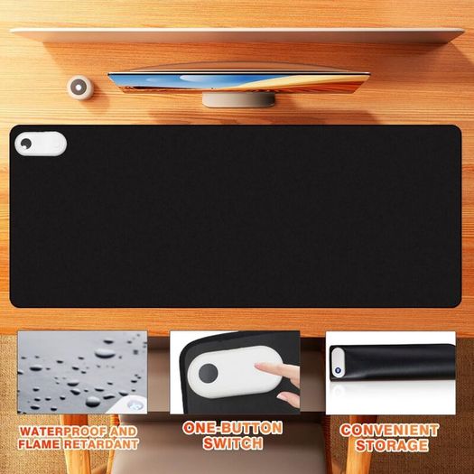 Heated Mouse Pad, Office Decor-Mouse Pad, Warm Desk Pad, Electric Heating Pad with Digital Display & 3 Heating Levels & 3Hours Auto Shut-Off for PC Keyboard Laptop Office and Home Black