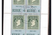 1972 Ireland Stamp Anniversary Miniature Sheet Fine Used on Piece. Ireland's first miniature sheet.
