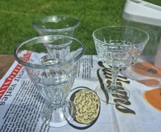Dessert glasses and plastic tubs