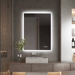 NEW SALE | Illuminated Backlit LED Bathroom Mirror, 600x450mm Wall Mounted Multifunction Bathroom Vanity Mirror with Touch Button