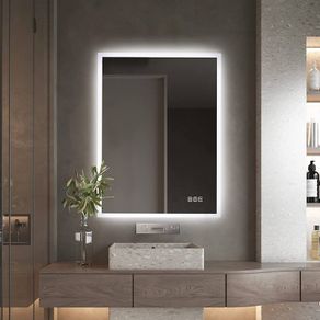 NEW SALE | Illuminated Backlit LED Bathroom Mirror, 600x450mm Wall Mounted Multifunction Bathroom Vanity Mirror with Touch Button