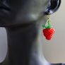 Handmade Cute Beaded Red Strawberry Earrings Image 3